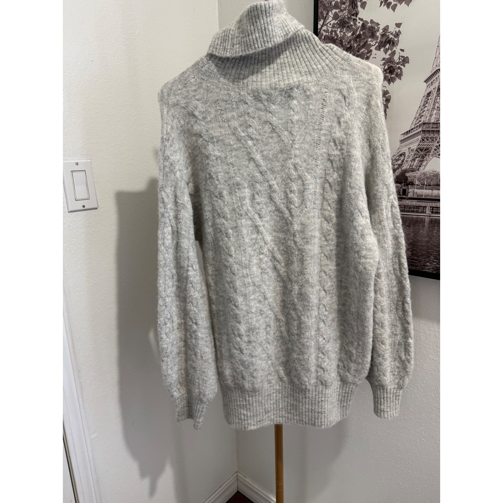 Wilfred Free Aritzia Alpaca Wool Cable Knit‎ Turtleneck Sweater Grey XS 65604